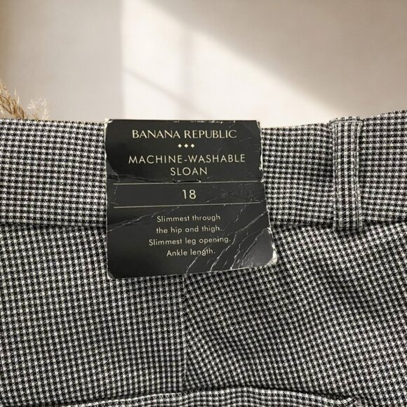 Banana Republic Sloan Pants Black White Check NWT Size 18 Career Stretch - Picture 11 of 15